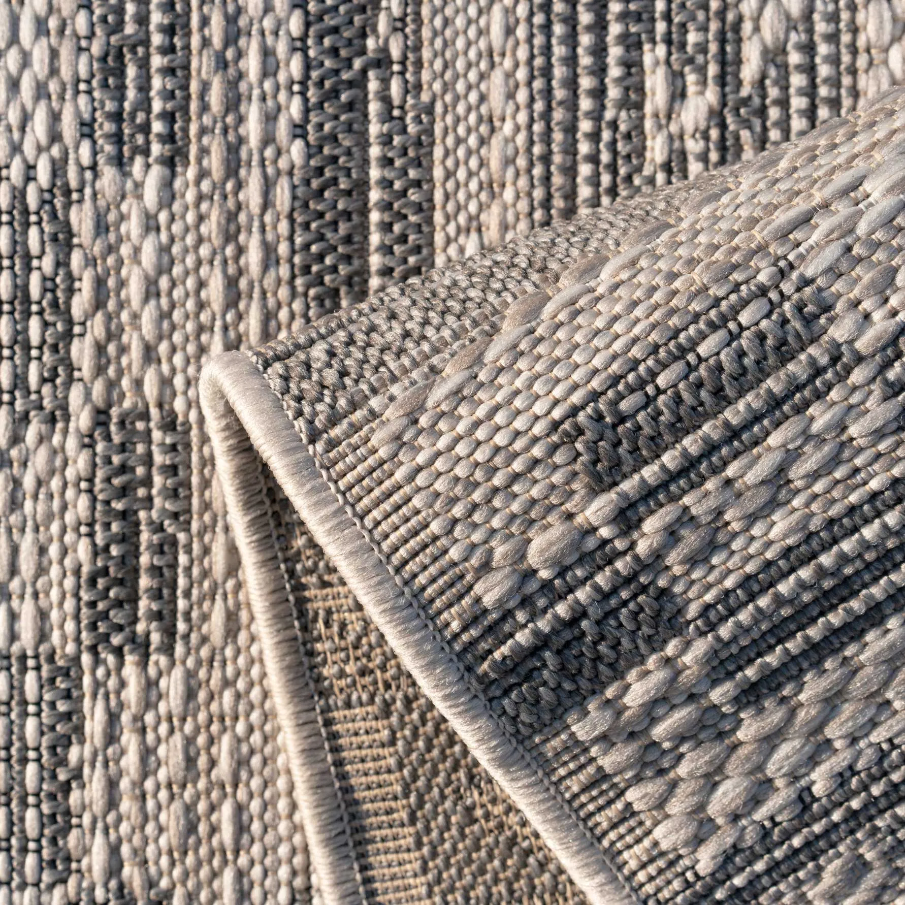 Grey Aztec Textured Flatweave Indoor Outdoor Area Rug - Pavillion