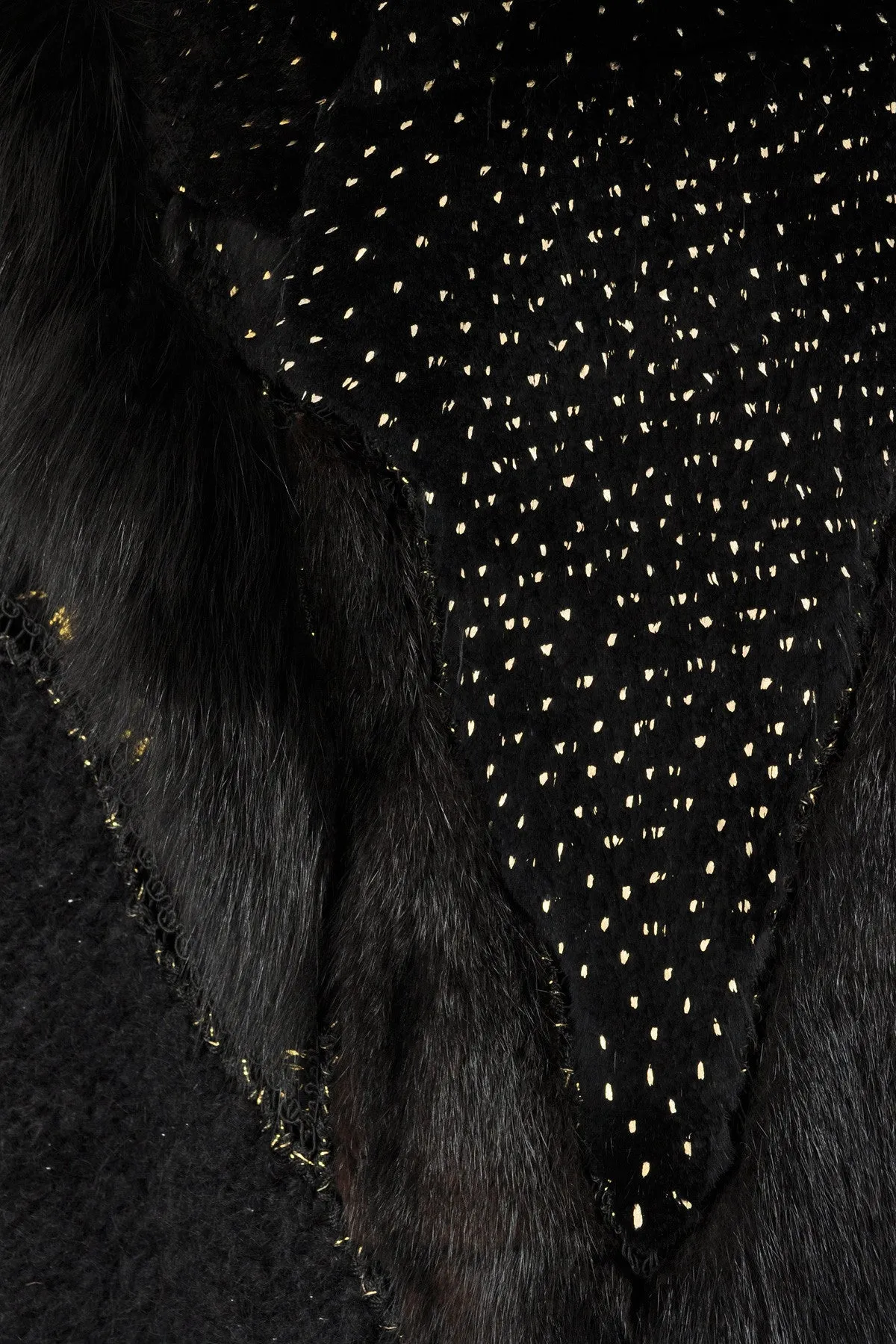 Hand-Painted Mohair Coat w/Leather   Fur Trim