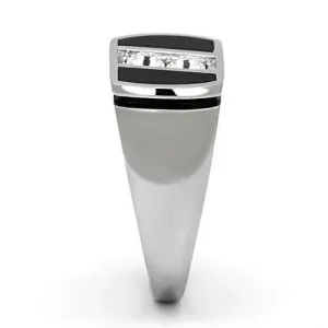 High polished (no plating) Stainless Steel Ring with Top Grade Crystal in Clear for Women Style TK1068