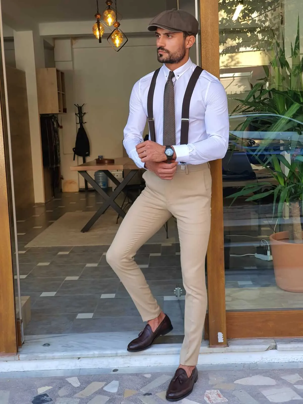 HolloMen BROWN SUSPENDERS