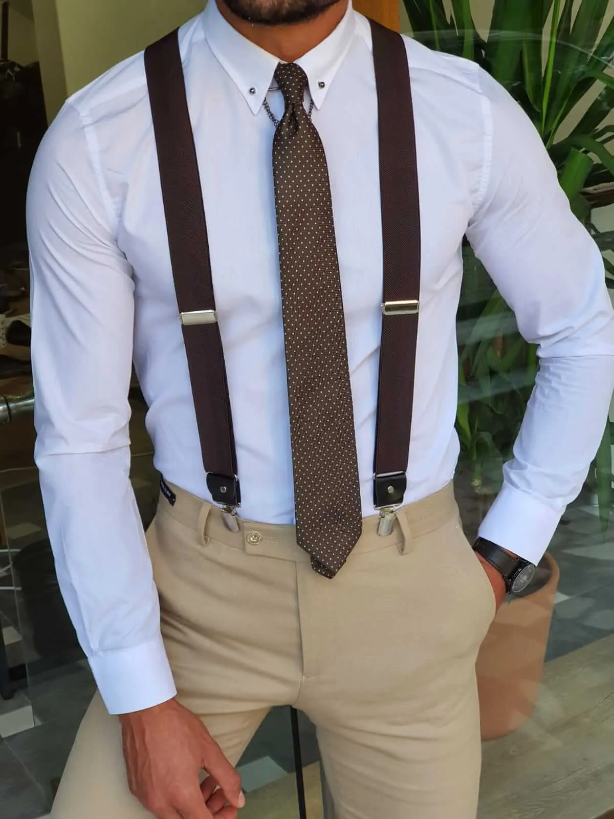 HolloMen BROWN SUSPENDERS