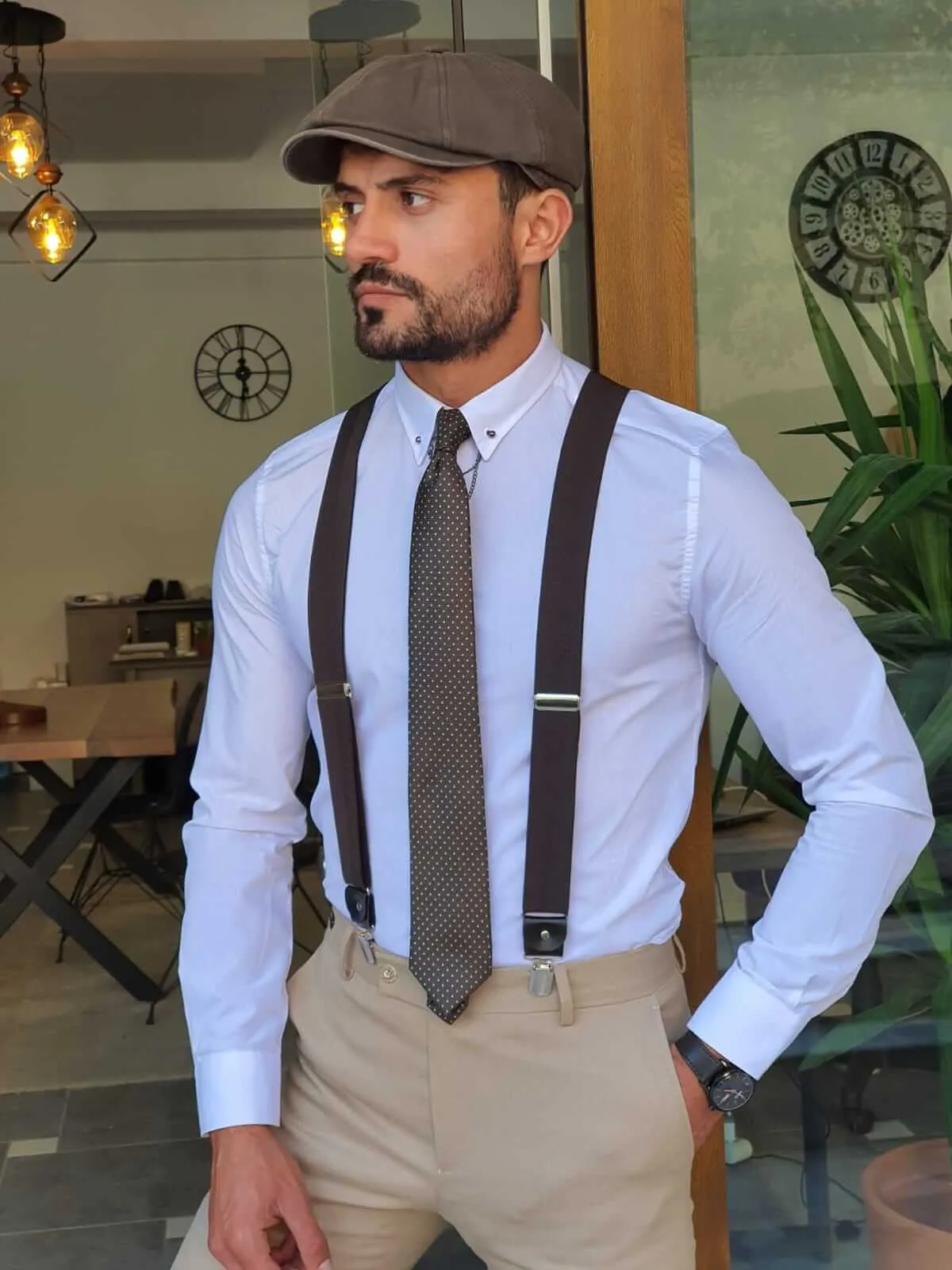 HolloMen BROWN SUSPENDERS