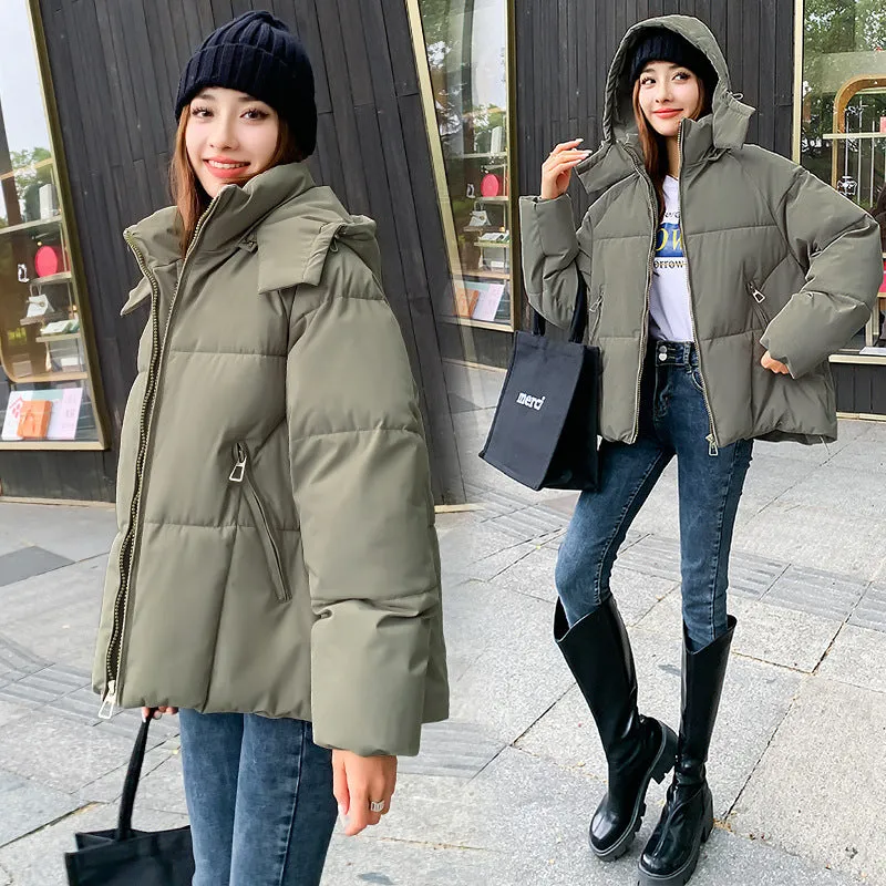 Hot Trade 2025 Winter New Korean Edition Women's Short Down Padded Jacket Thickened Hooded Women's Padded Jacket Student Padded Jacket
