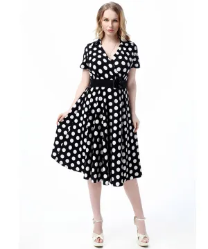 Ketty More Women Collar Neck Plus Size Polka Dots Dress-KMWD284