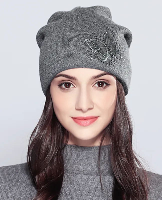 Knitted Rhinestones Beanie