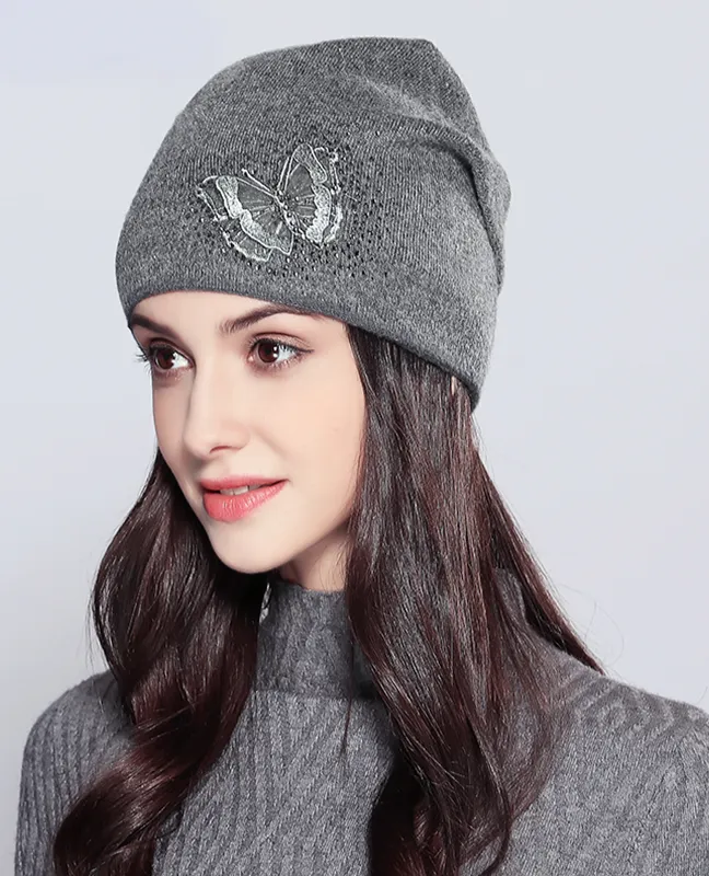 Knitted Rhinestones Beanie