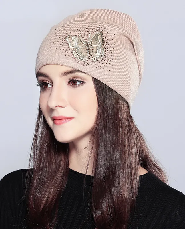 Knitted Rhinestones Beanie
