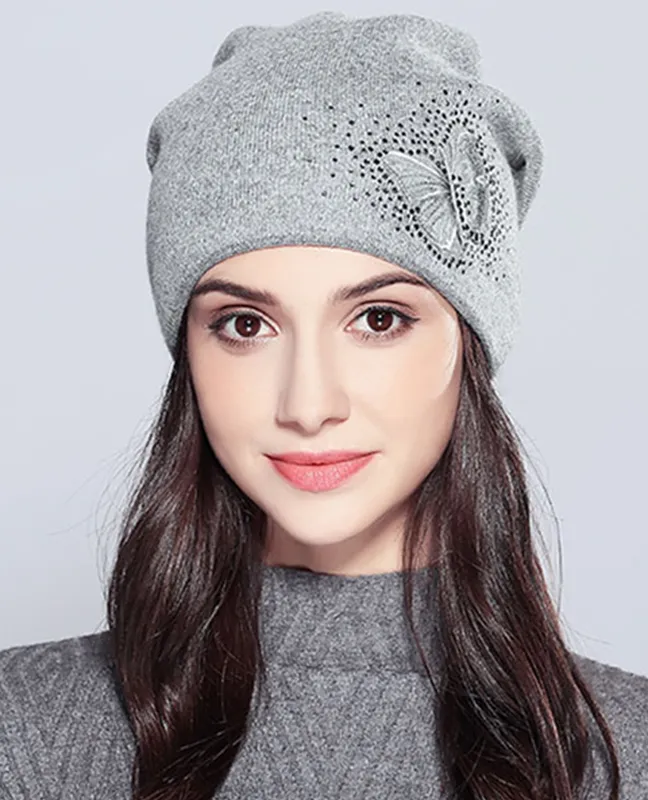Knitted Rhinestones Beanie