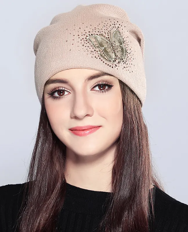 Knitted Rhinestones Beanie