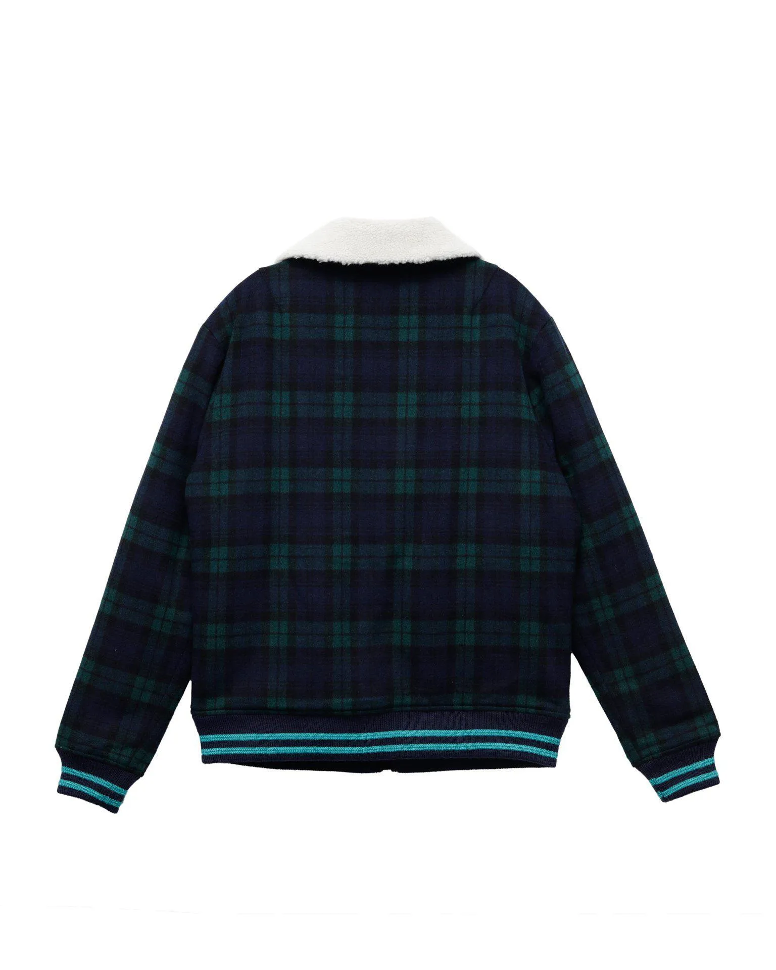 Konus Men's Wool Blend Plaid Jacket with Sherpa Collar in Green
