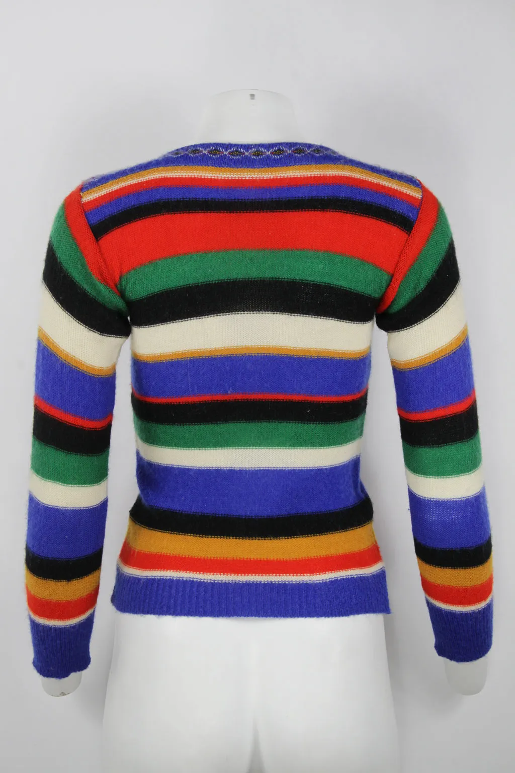 Ladies 70s stripe boat neck jumper - Navy - S