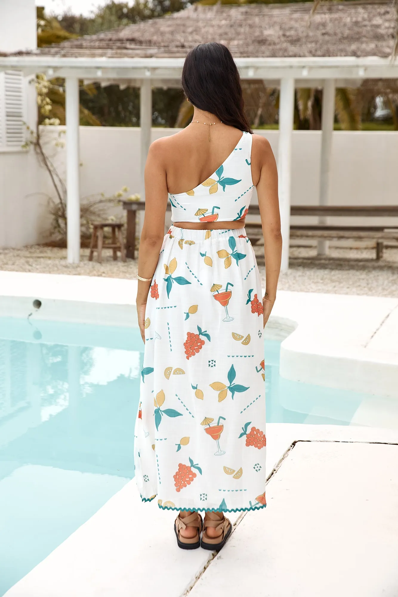 Lemon Wedge One Shoulder Crop Top Green