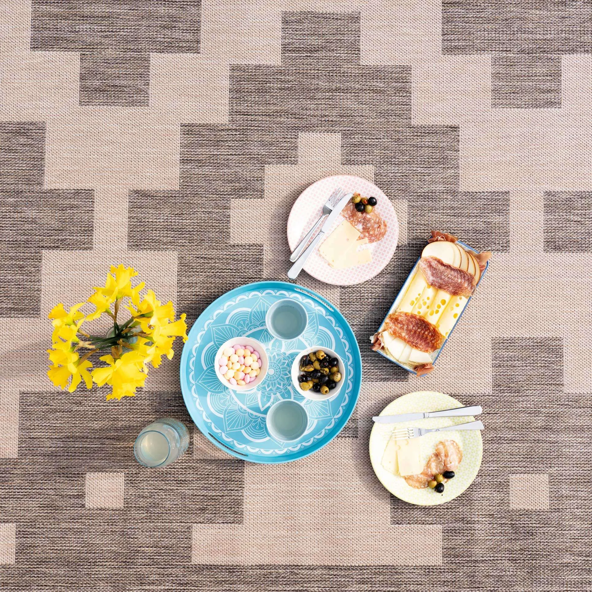 Light Beige Geometric Indoor Outdoor Rug - Shelly
