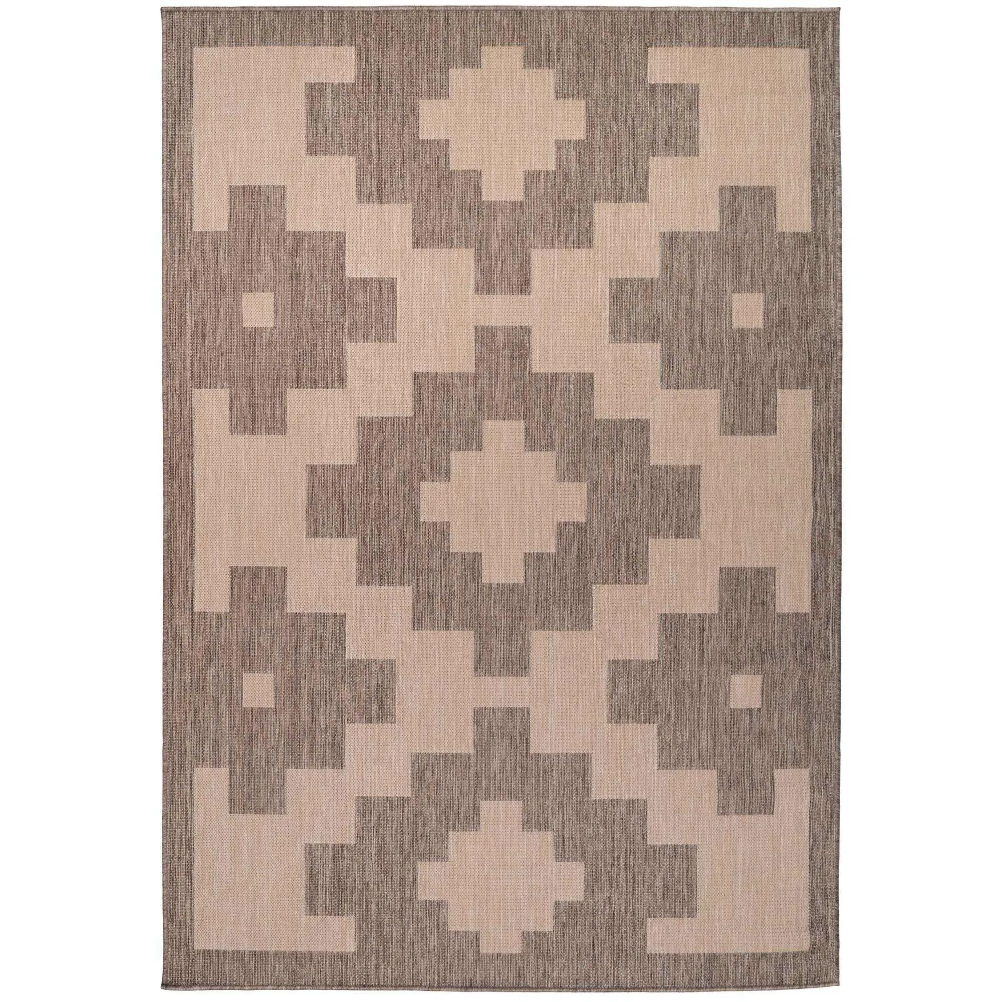 Light Beige Geometric Indoor Outdoor Rug - Shelly