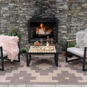 Light Beige Geometric Indoor Outdoor Rug - Shelly