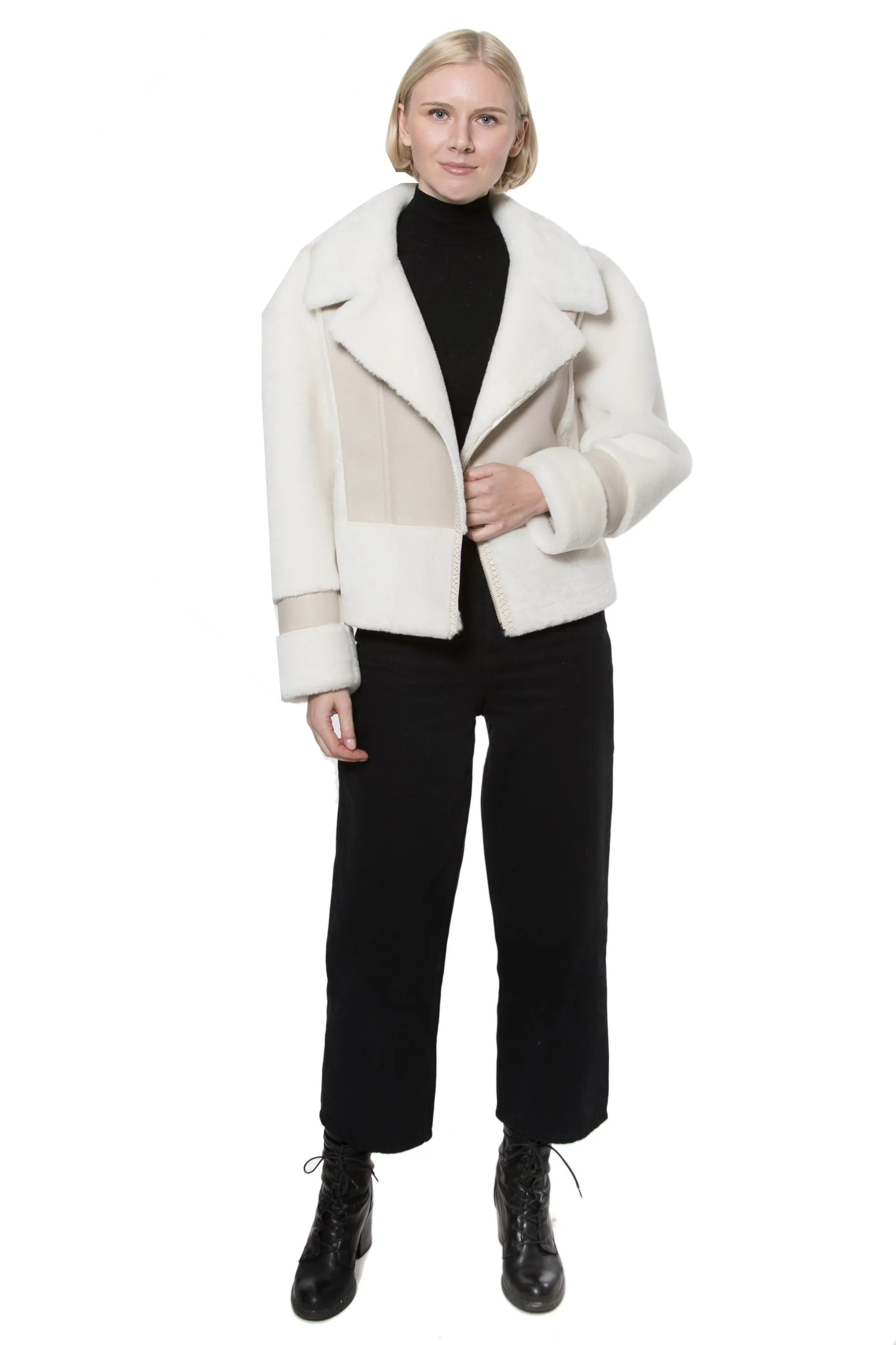 LILA - Reversible moto faux fur jacket