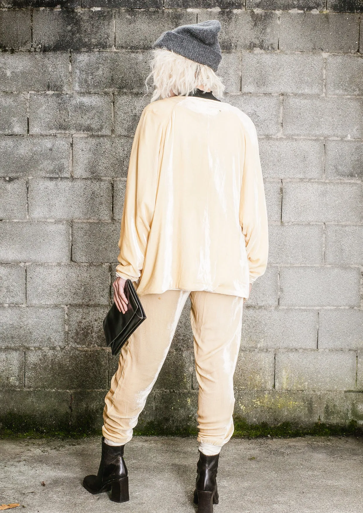 LIMITED EDITION - CARDIGAN WITH ZIP - SILK VELVET ivory