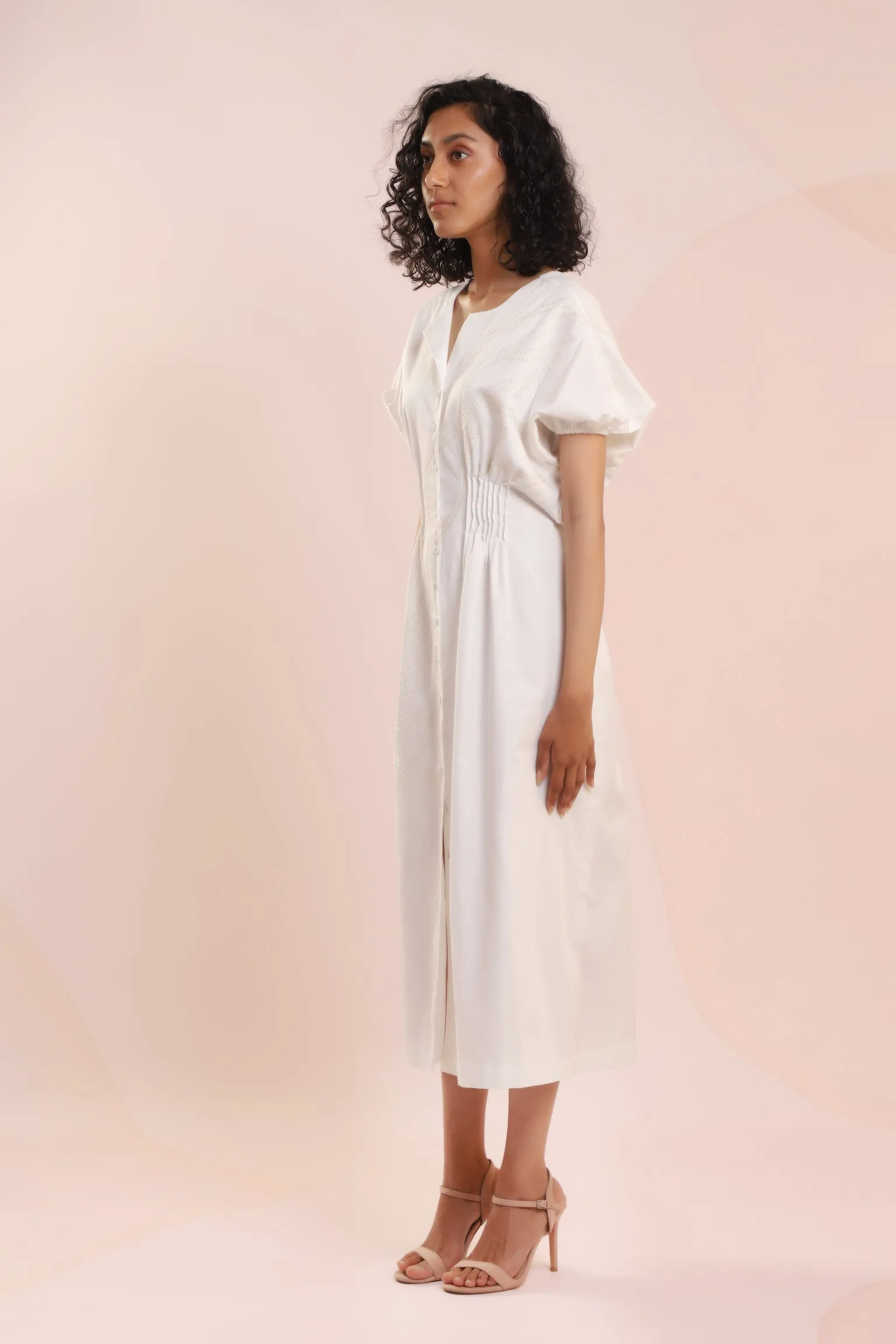 Long Dress with Puff Sleeves