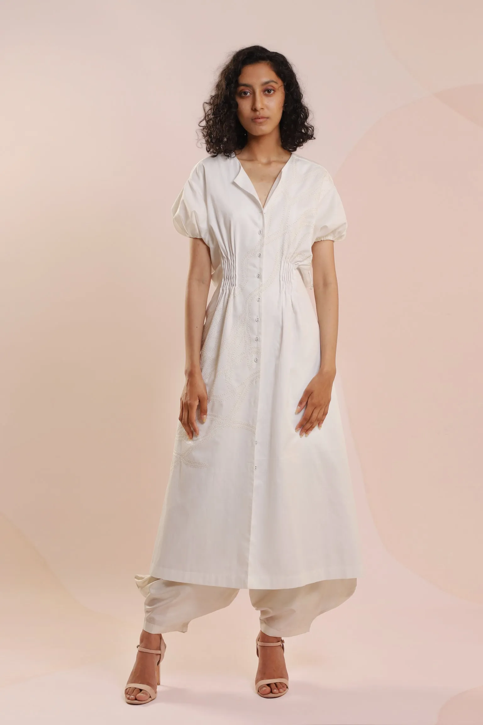 Long Dress with Puff Sleeves