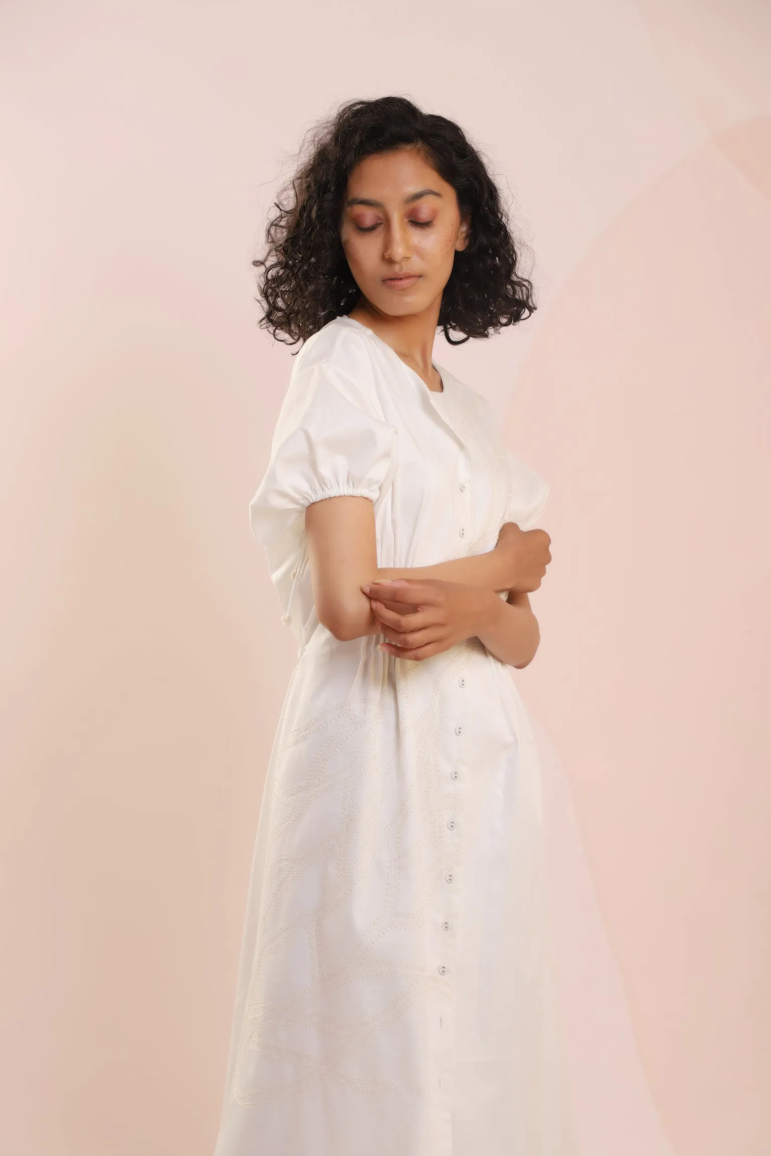 Long Dress with Puff Sleeves