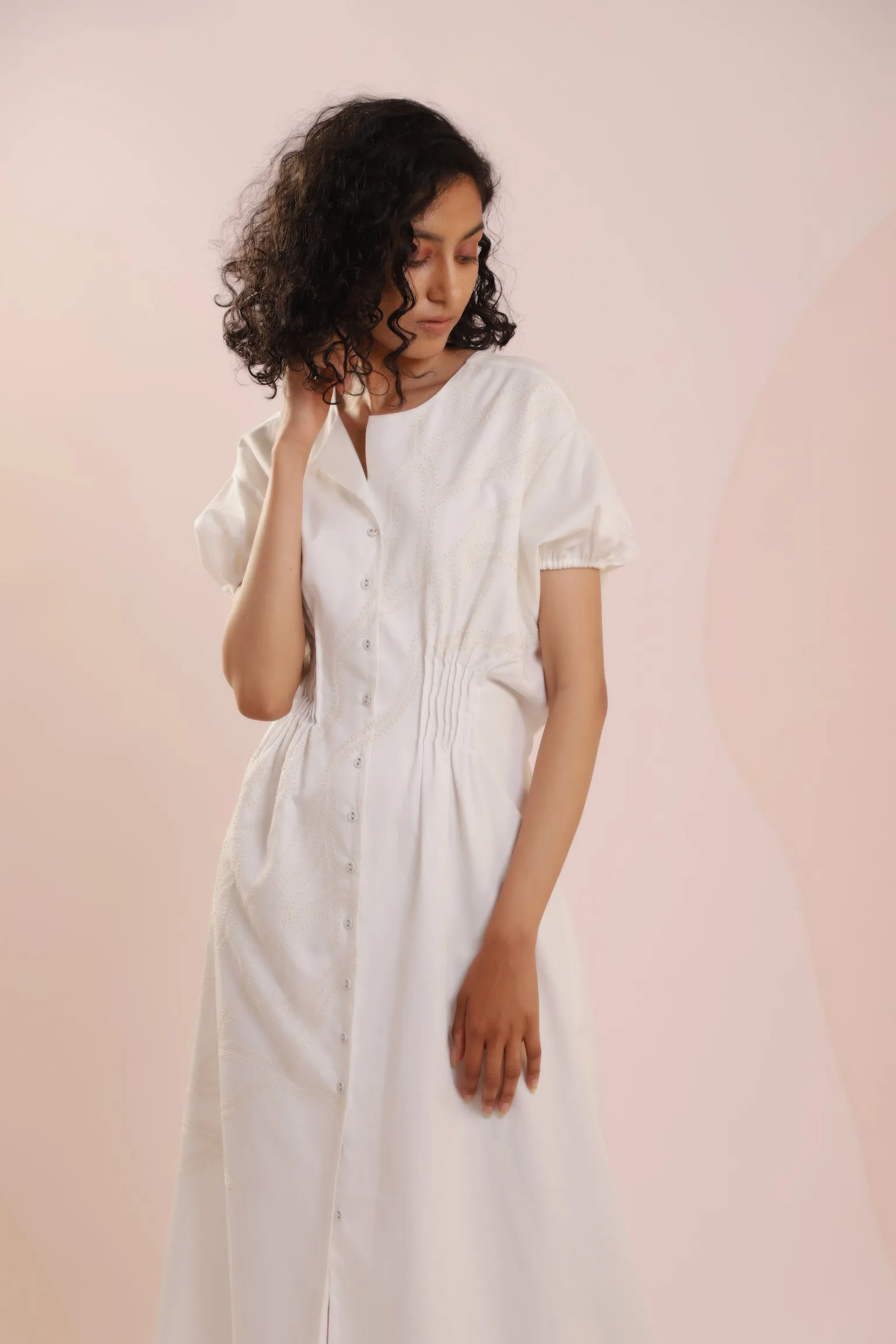 Long Dress with Puff Sleeves