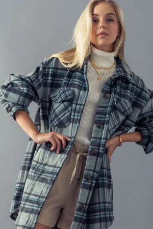 Long Moss Plaid Shacket