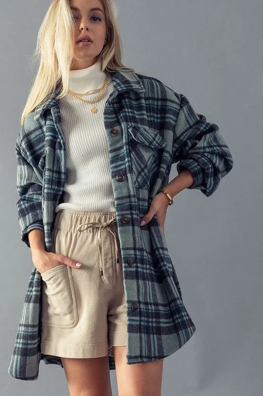 Long Moss Plaid Shacket