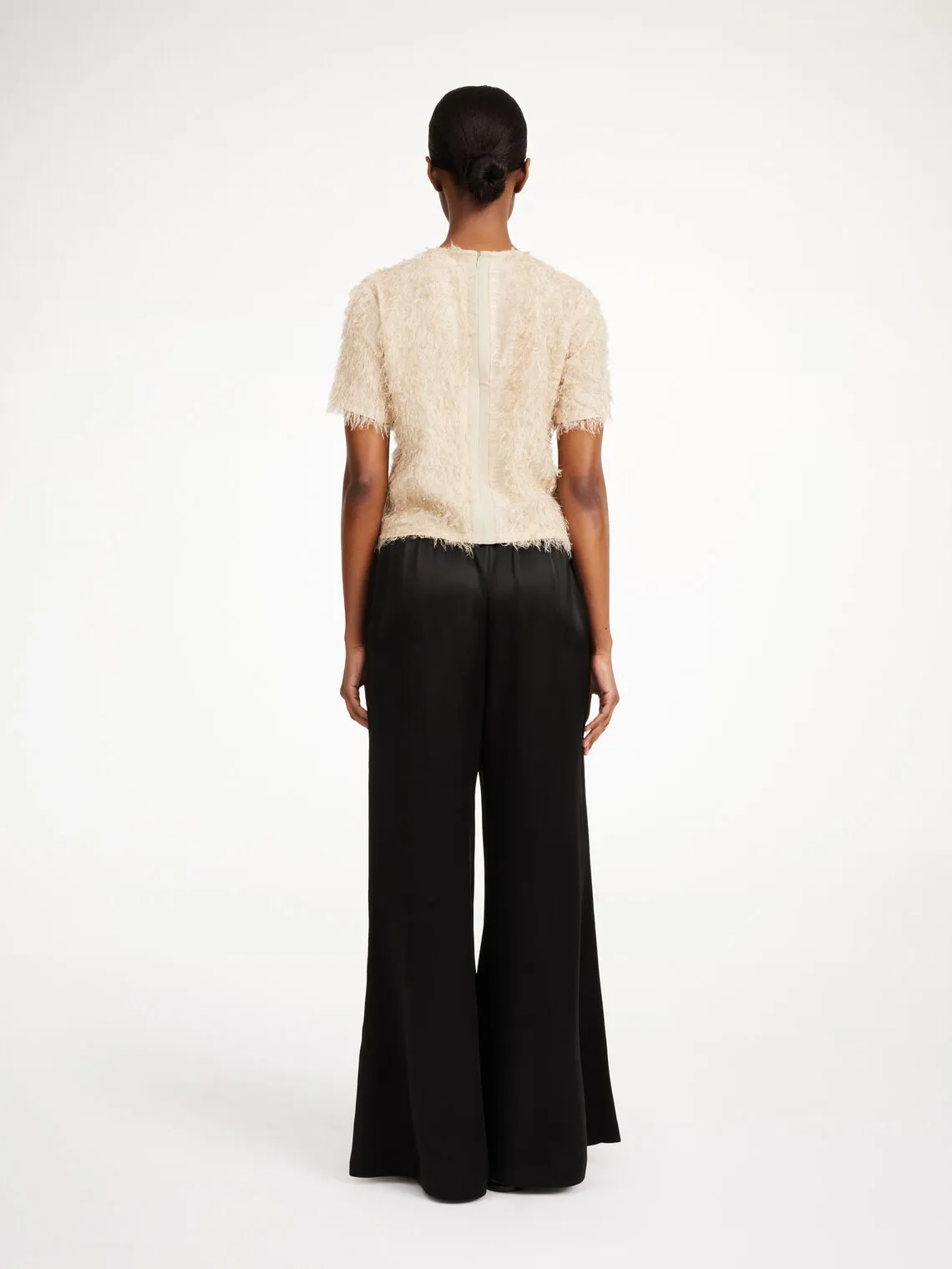 LUCEE SATIN FLARED LEG PANTS