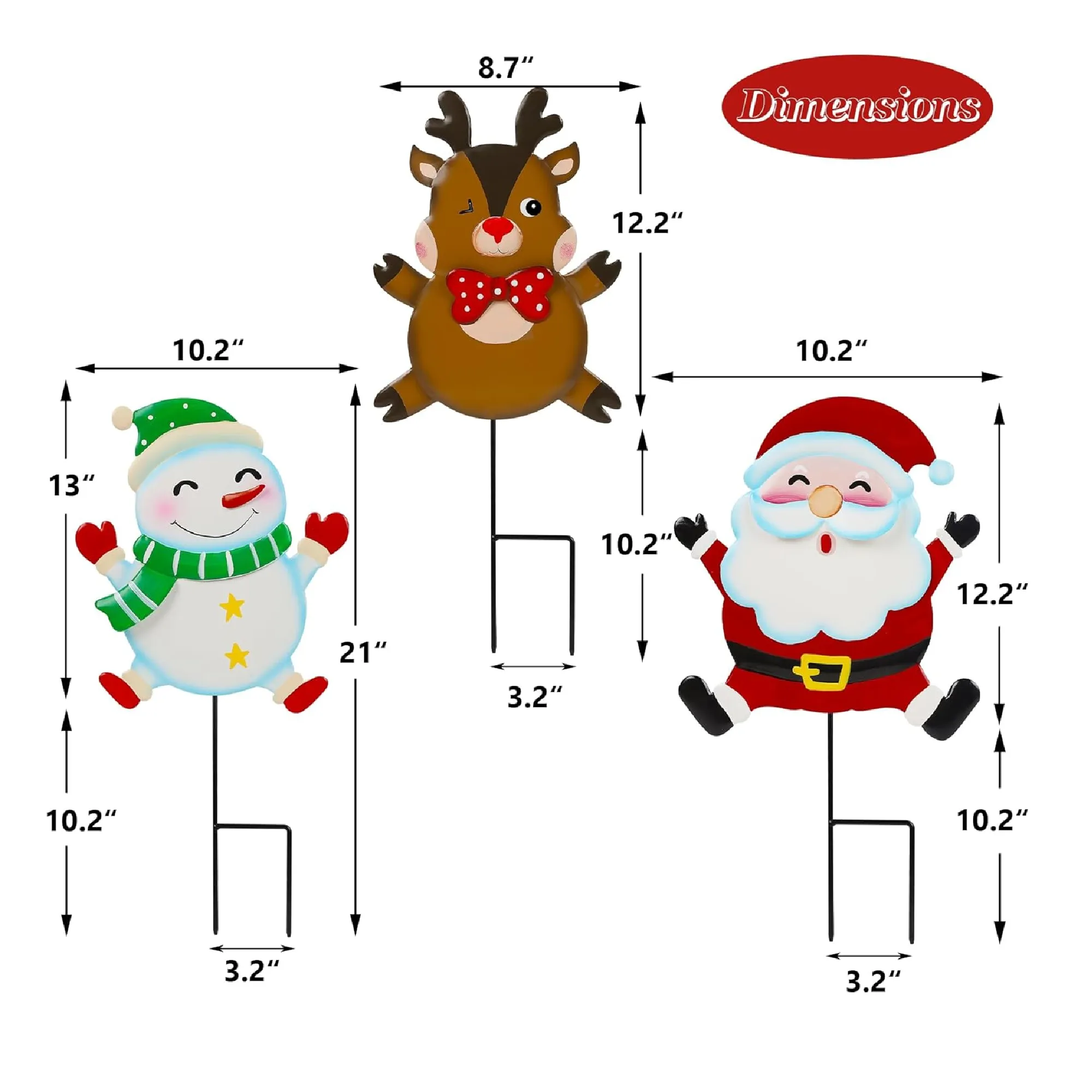 Lulu Home Christmas Yard Signs, 3 Packs Metal Snowman Santa Claus Reindeer Stakes, Xmas Decorative Garden Stakes for Holiday Yard Lawn Outdoor Decoration