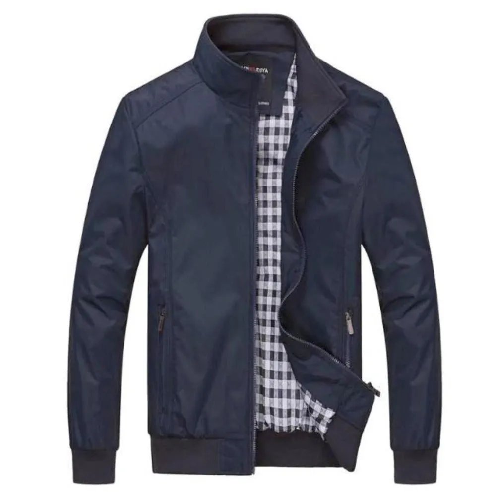 Mens Casual Zipper Stand Collar Jacket