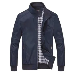 Mens Casual Zipper Stand Collar Jacket