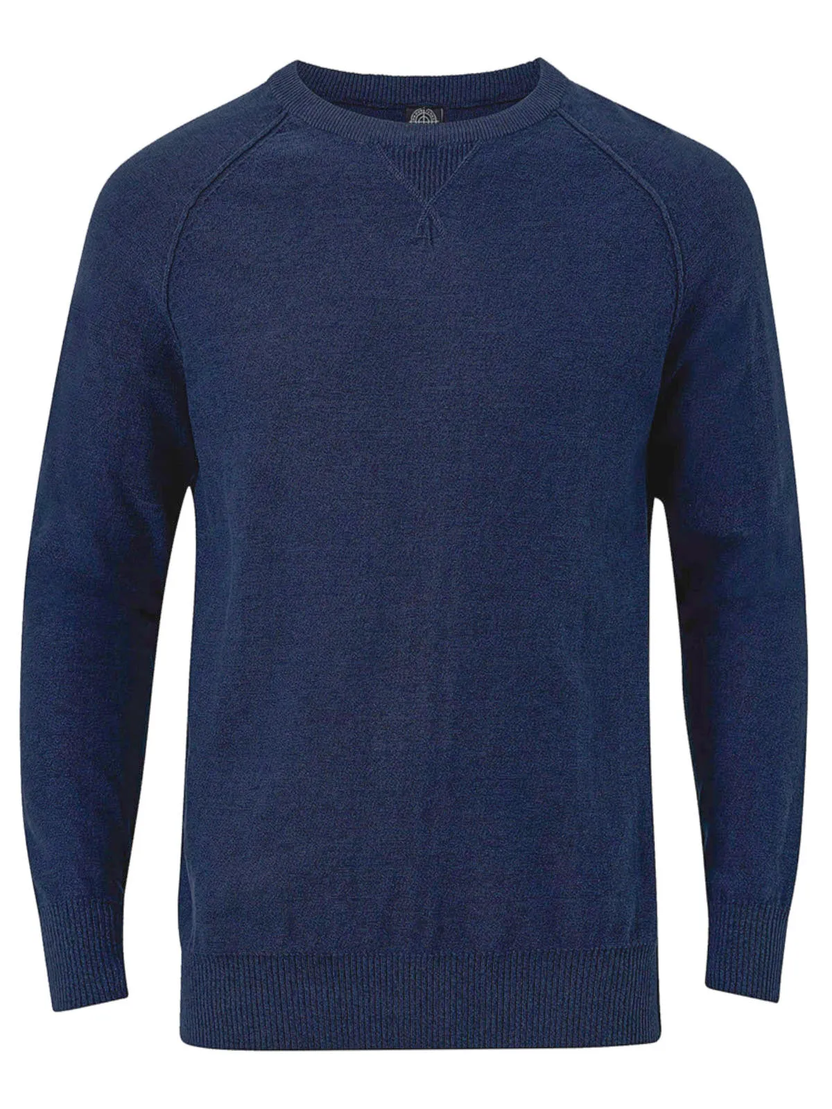 Mens Navy Blue Felix Cotton Crew Neck Long Sleeve Knitted Jumper