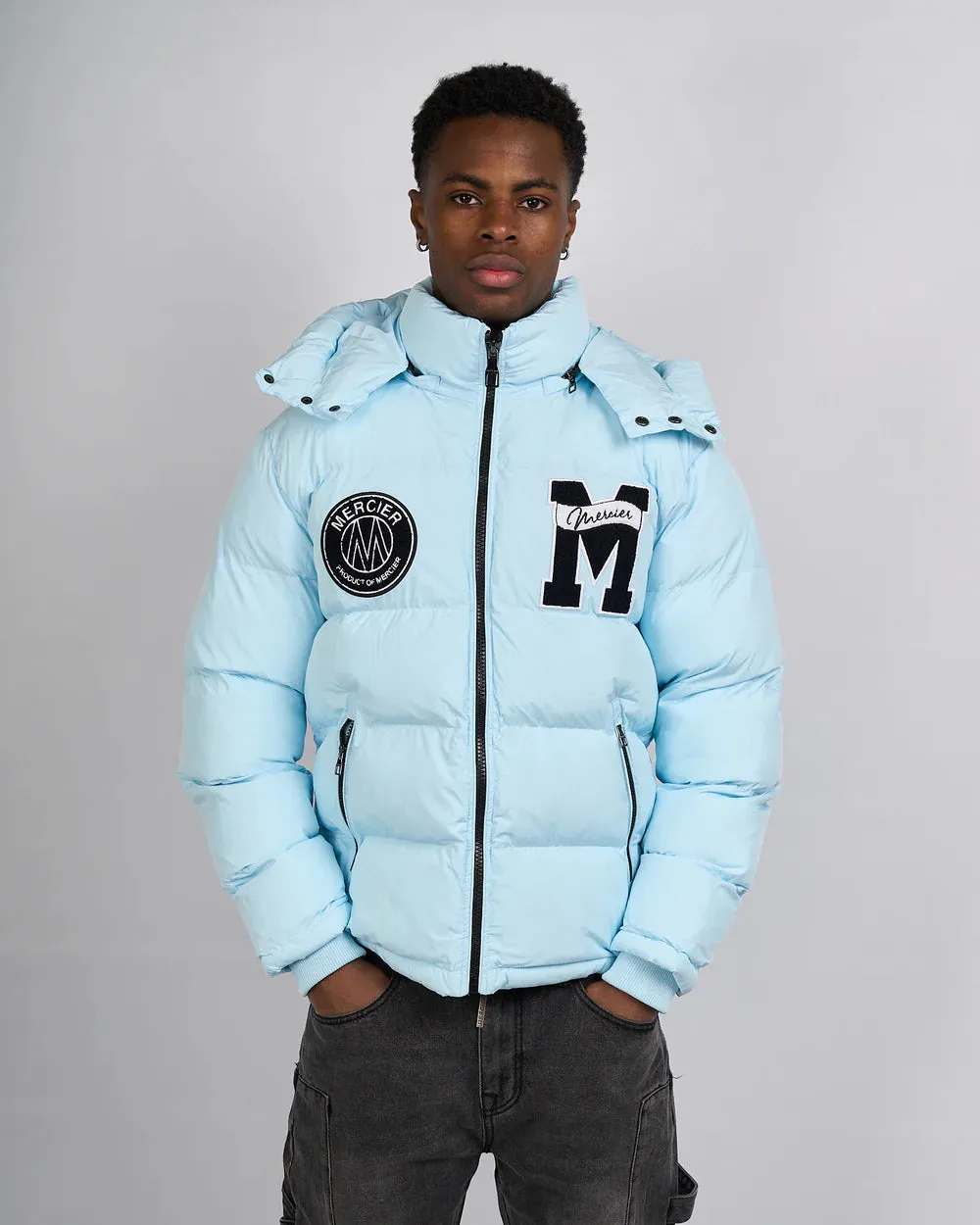 Mercier Academy Hooded Pufer Jacket - Sky Blue