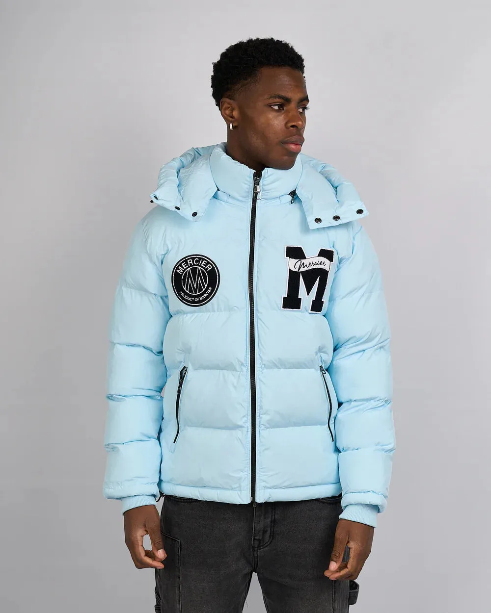Mercier Academy Hooded Pufer Jacket - Sky Blue