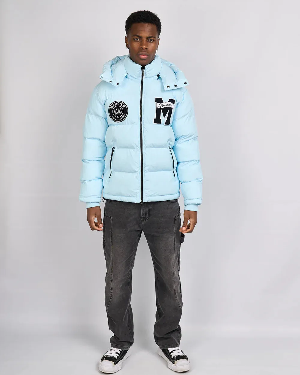 Mercier Academy Hooded Pufer Jacket - Sky Blue