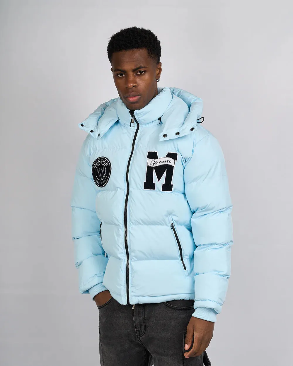 Mercier Academy Hooded Pufer Jacket - Sky Blue