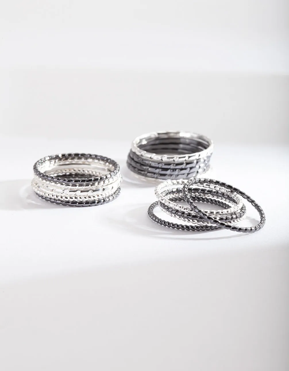 Mixed Metal Fine Ring Pack