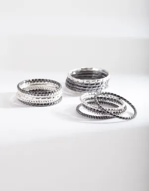 Mixed Metal Fine Ring Pack