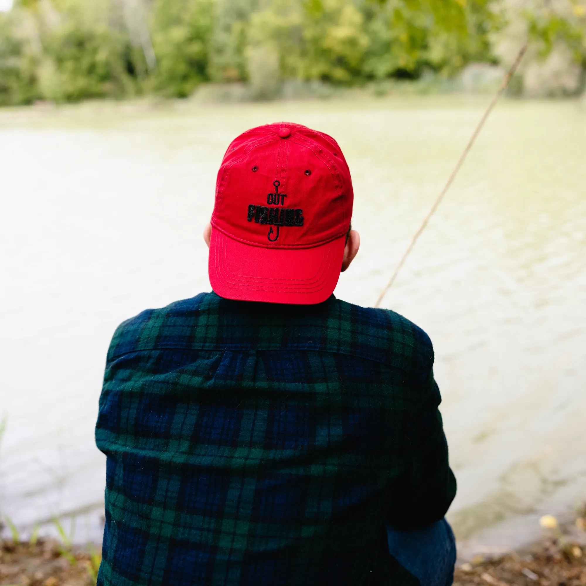 Out Fishing Red Adjustable Hat