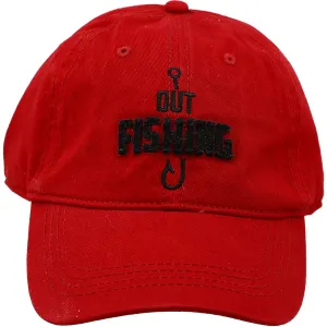Out Fishing Red Adjustable Hat