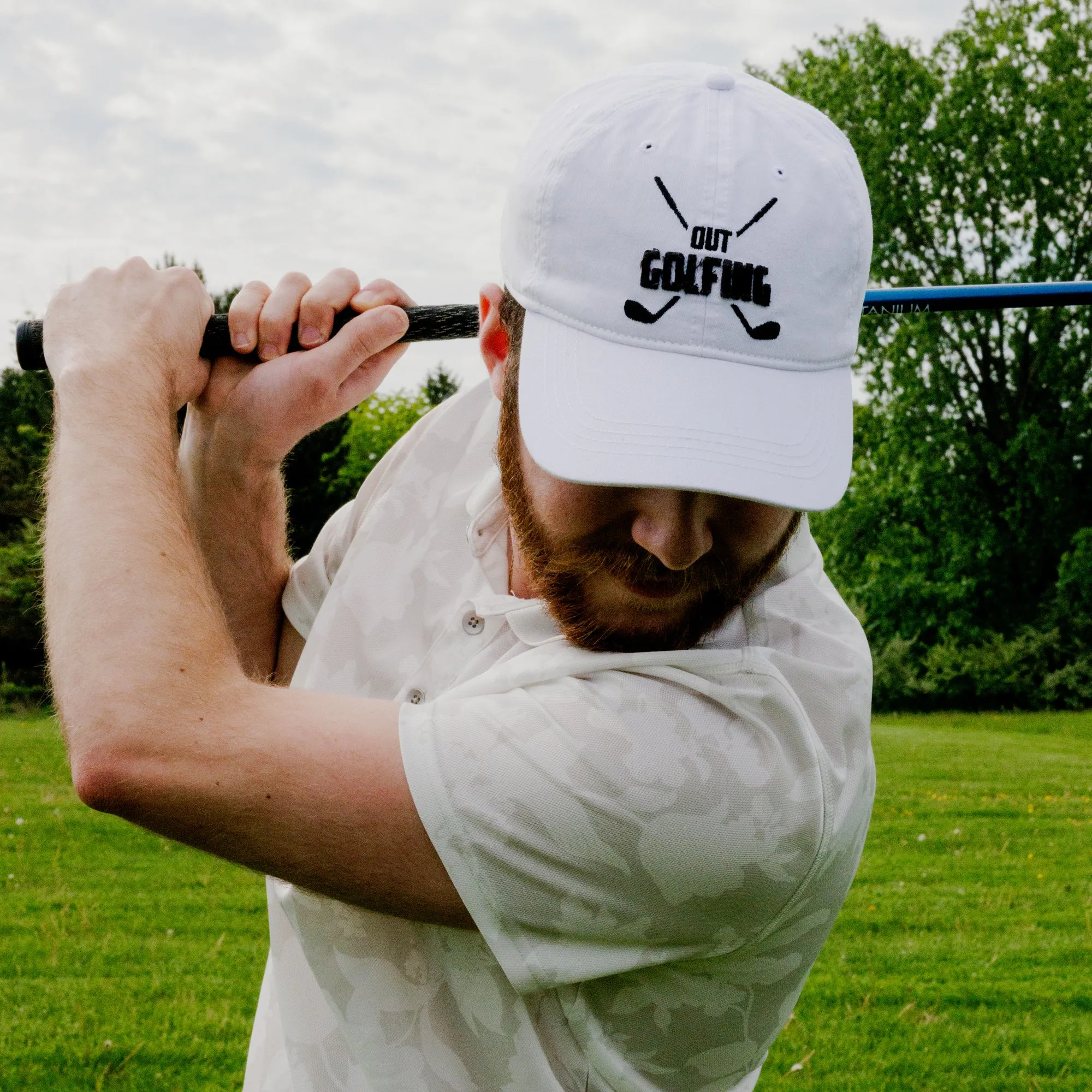 Out Golfing White Adjustable Hat