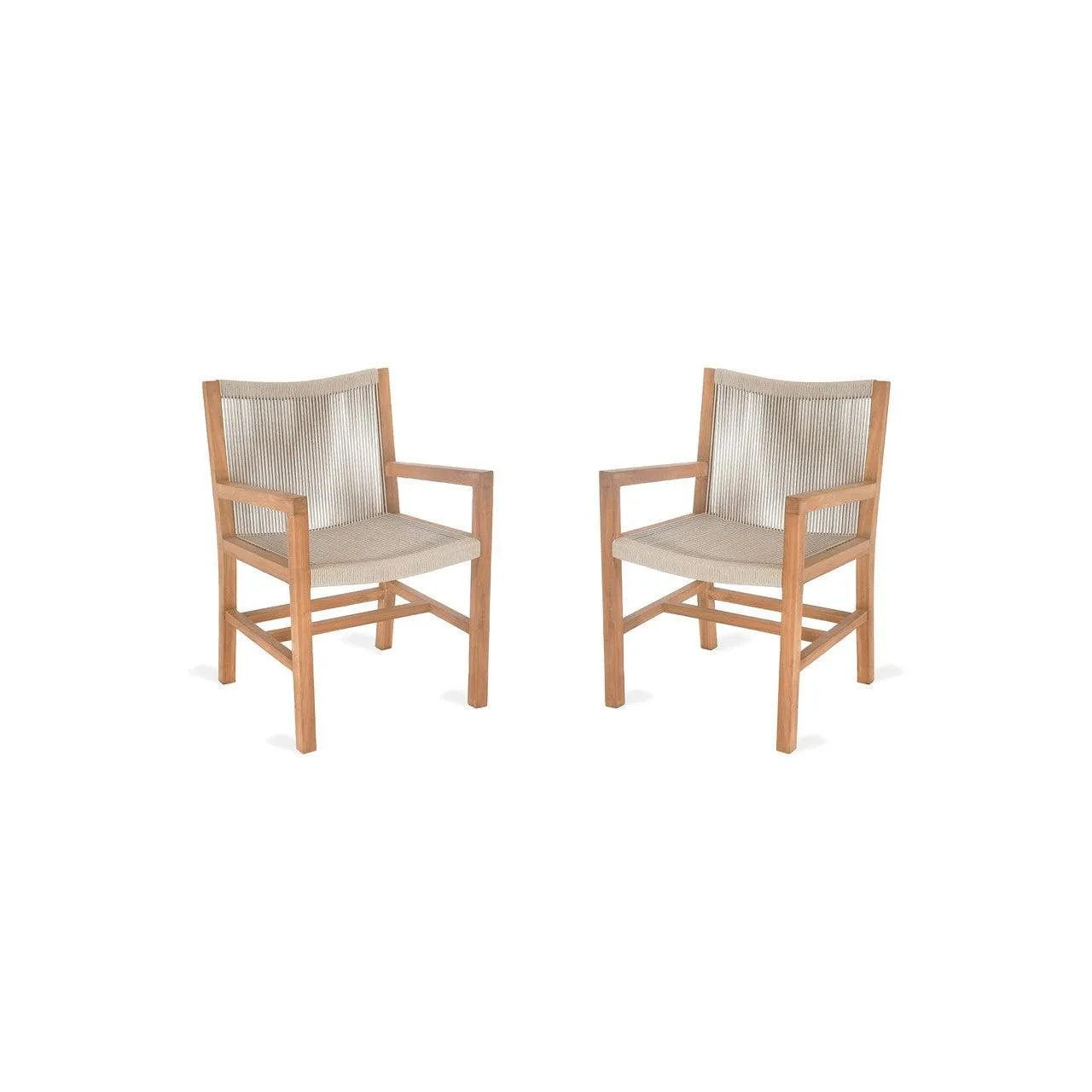 Pair of Mylor Arm Chairs in Natural - Teak and Poly Rope