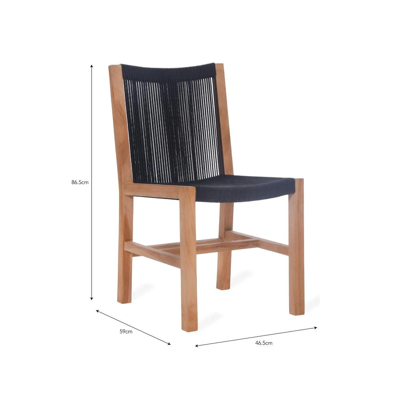 Pair of Mylor Chairs - Teak and Poly Rope (Black)