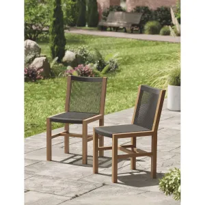 Pair of Mylor Chairs - Teak and Poly Rope (Black)
