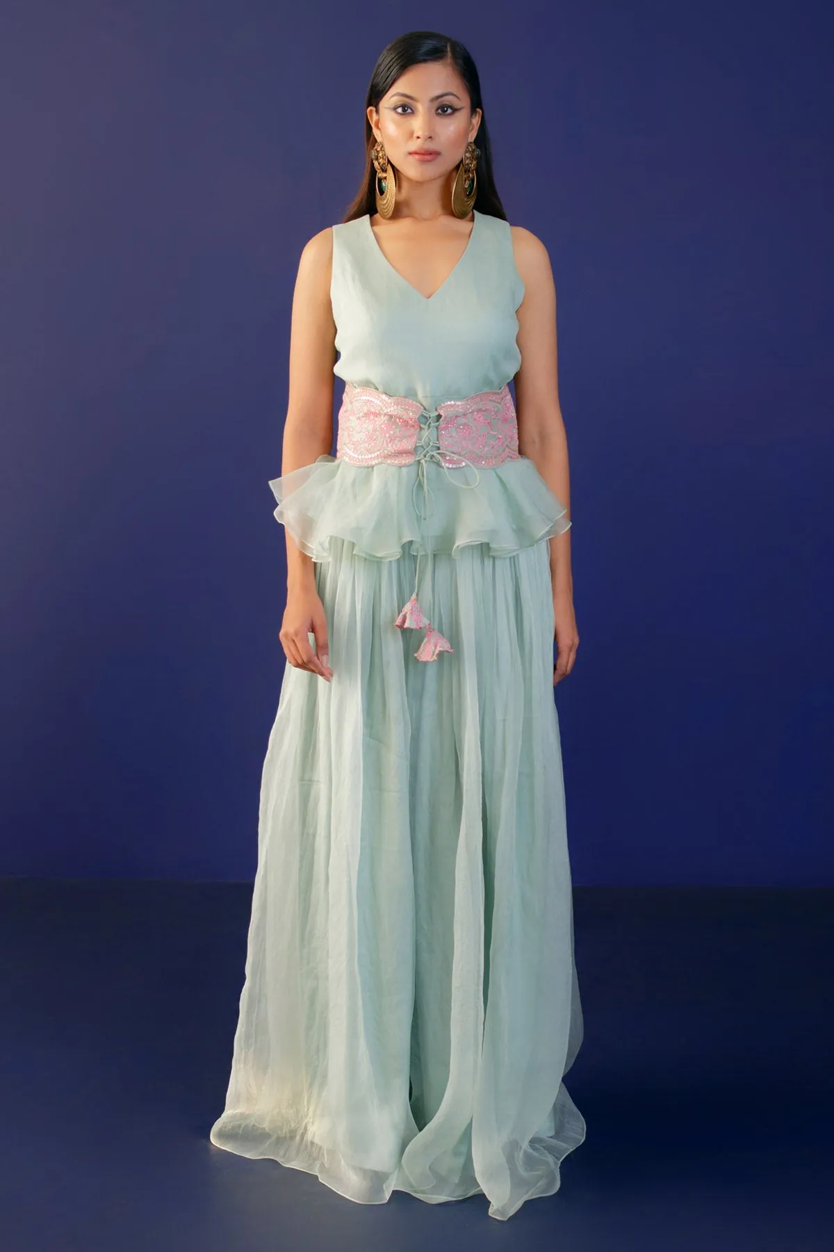 Pistachio Top & Sharara Set