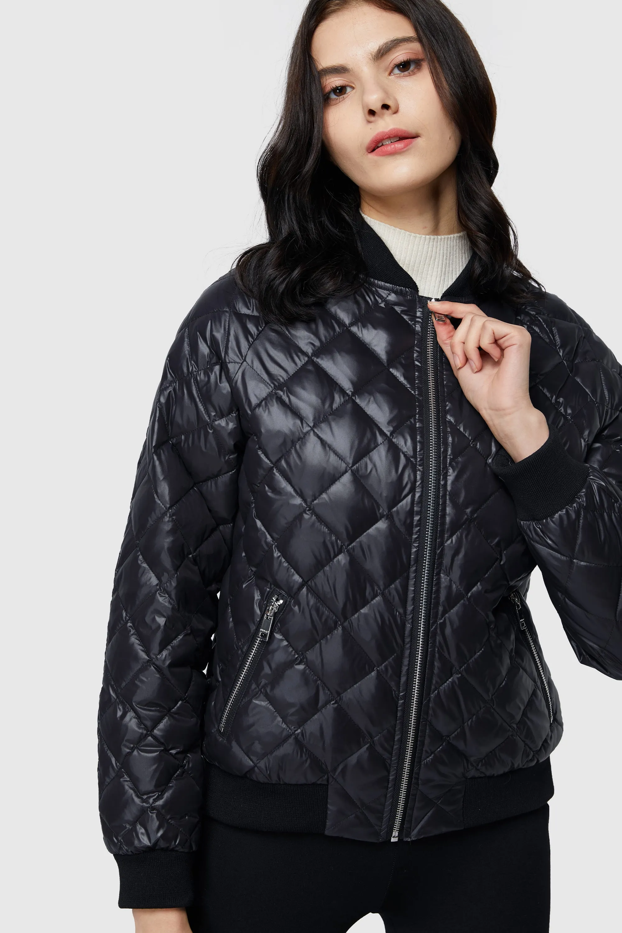 Plaid Style Lightweight Short Down Coat