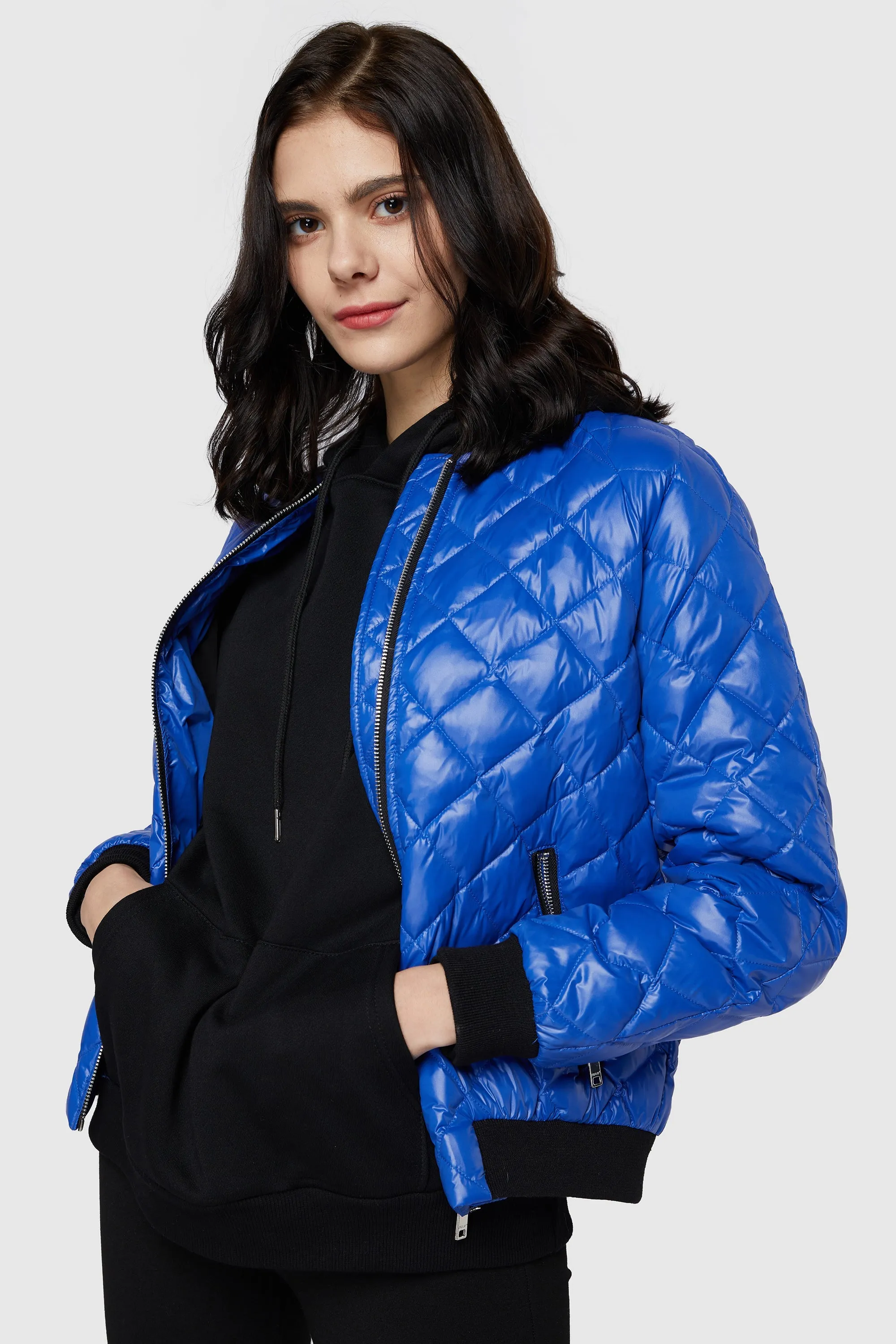 Plaid Style Lightweight Short Down Coat