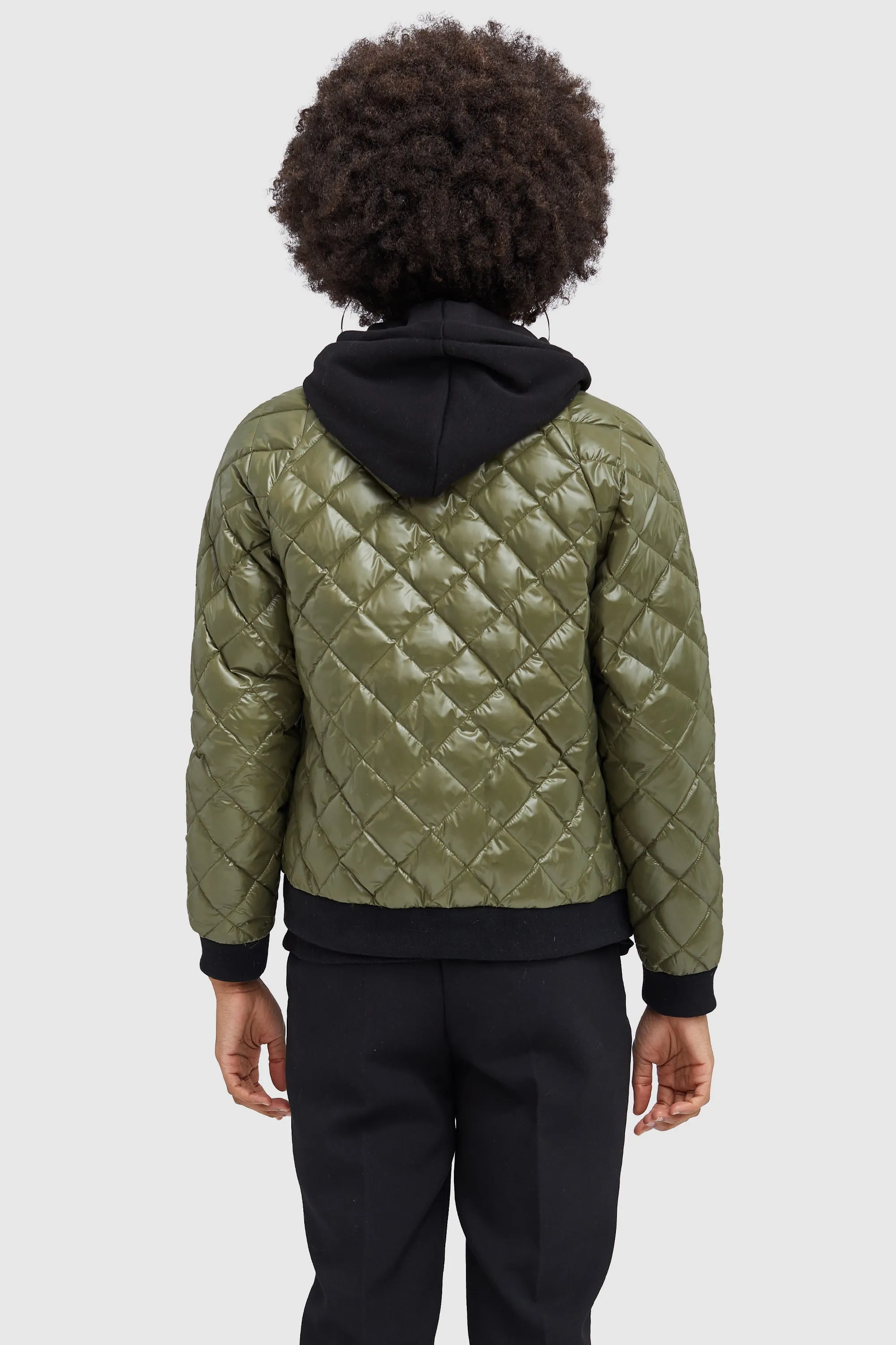 Plaid Style Lightweight Short Down Coat