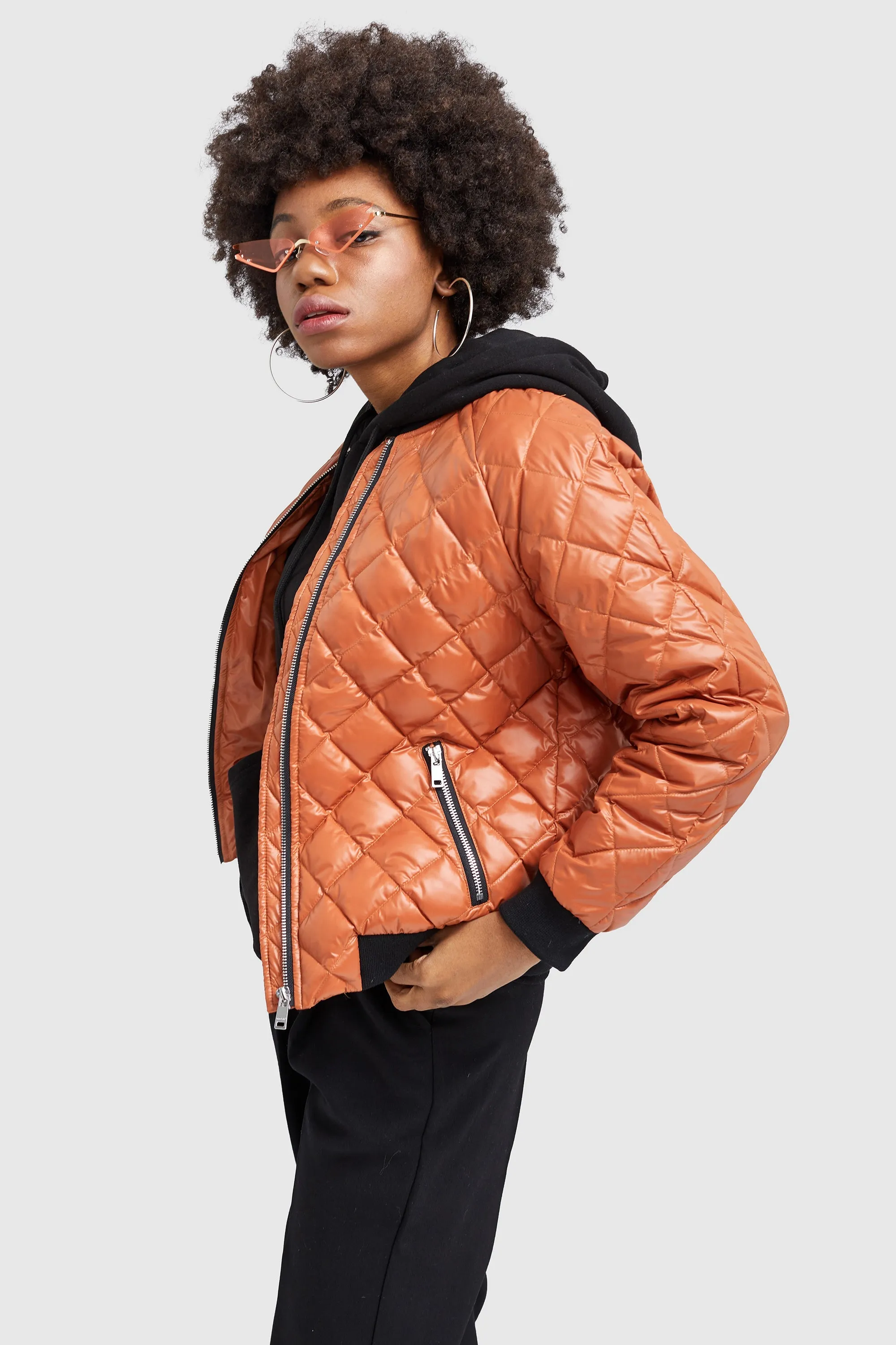 Plaid Style Lightweight Short Down Coat