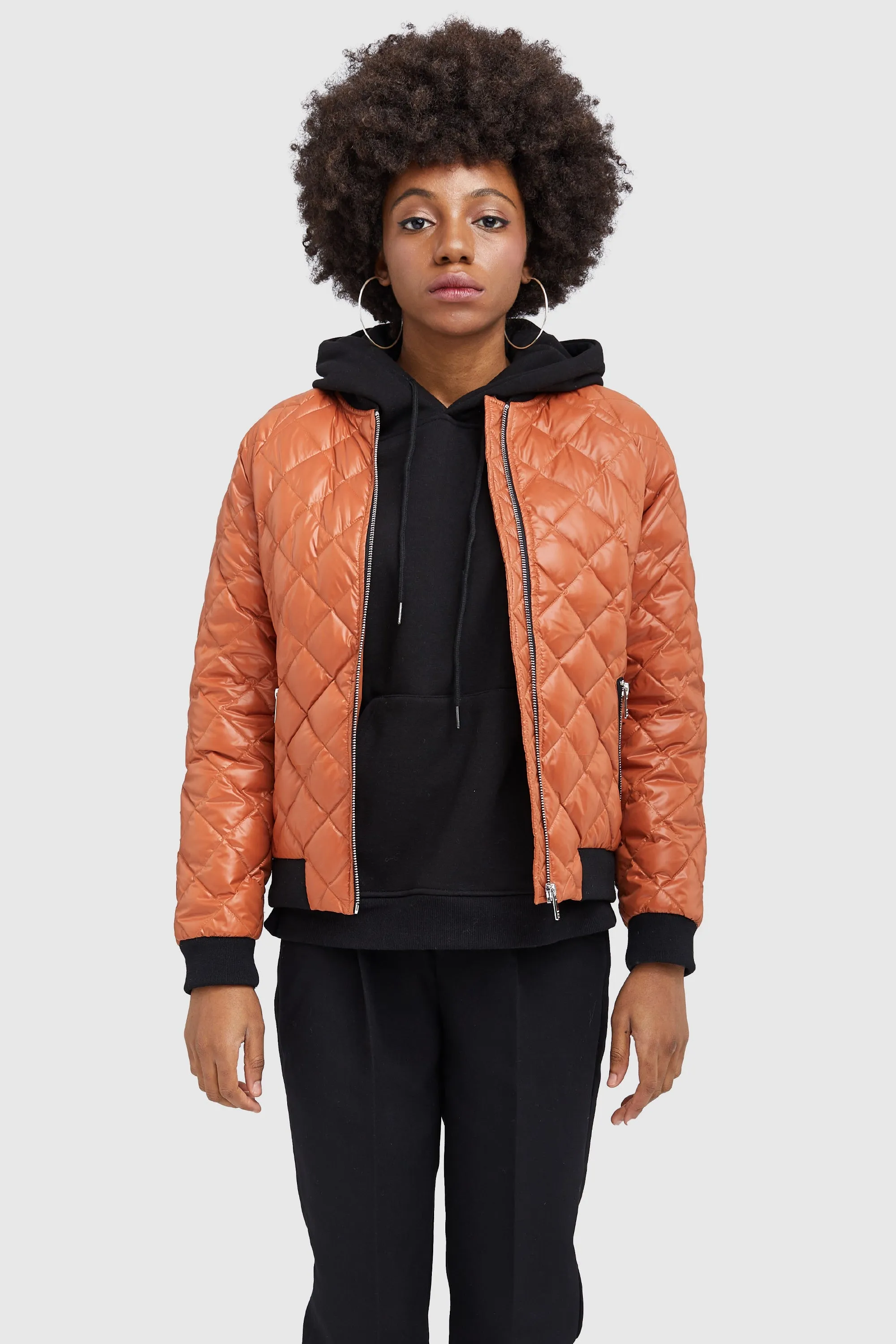 Plaid Style Lightweight Short Down Coat